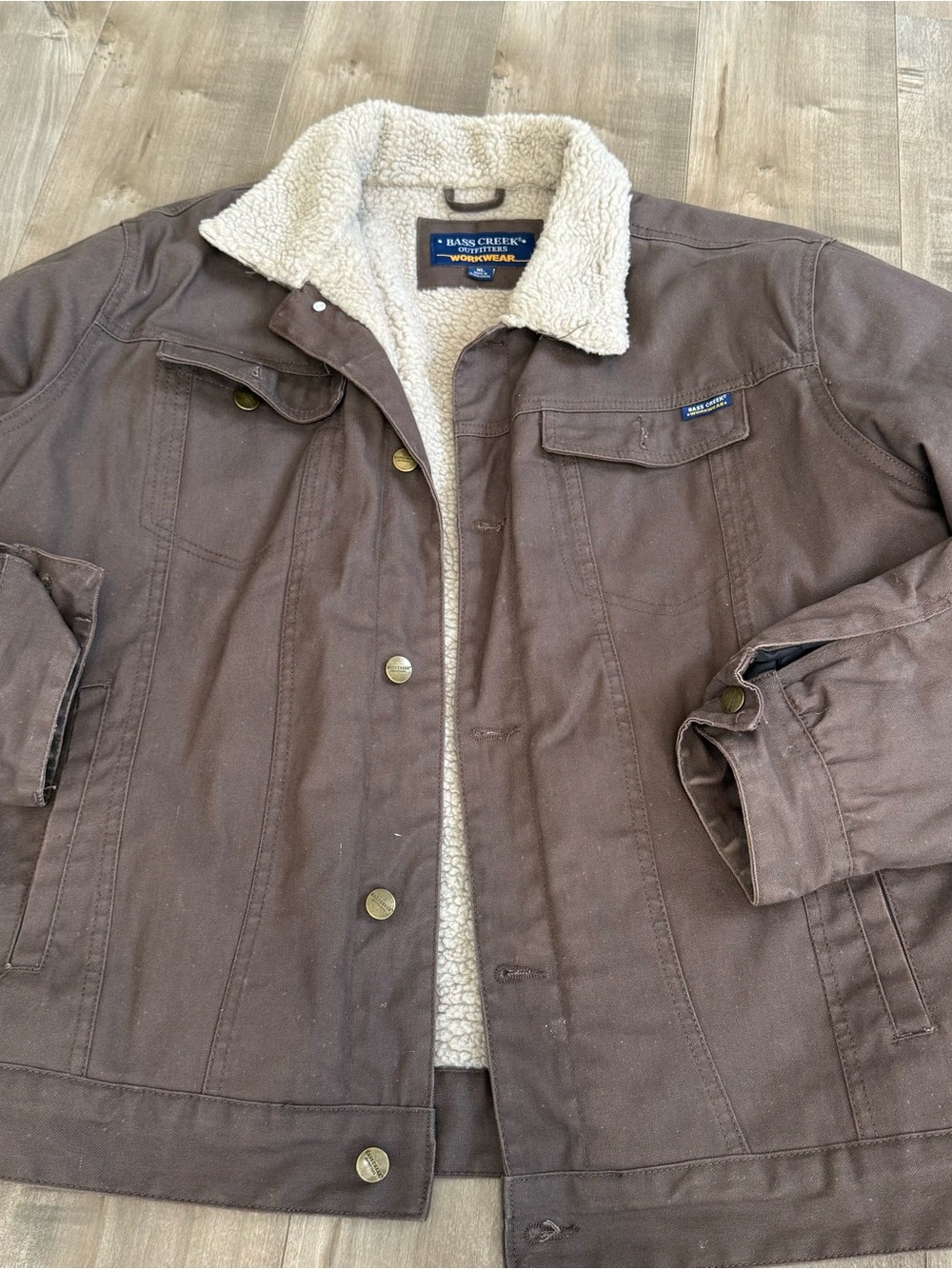 Bass Creek Outfitters Workwear Jacket Sherpa Barn Chore Coat Men XL Canvas Brown